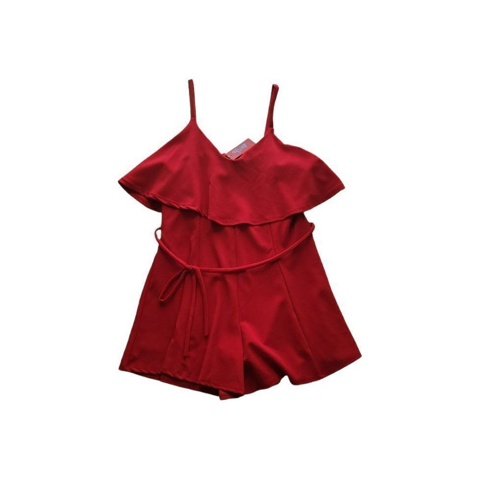 Blue Leopard Belted Romper Red Women's Sz 1x + Free Gift